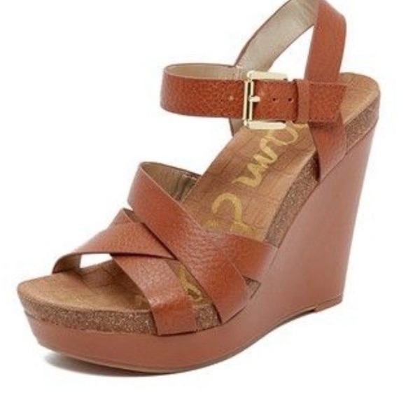 Sam Edelman Shoes - Sam Edelman leather cross top wedge sandals